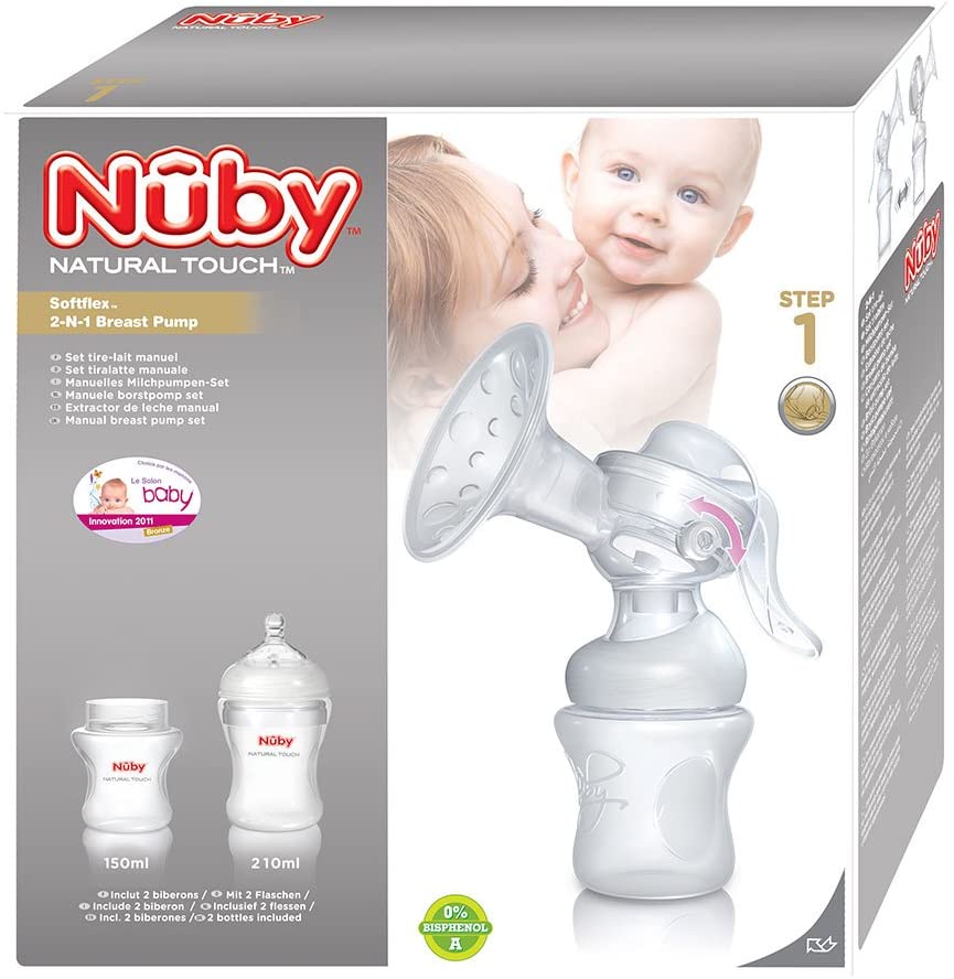 Nuby Natural Touch 2-N-1 Breast Pump Set RRP 19.99 CLEARANCE XL 9.99